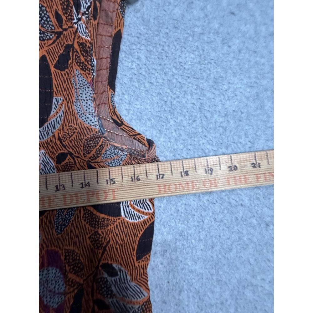 Jane Ashley Dress Womens M Orange Floral Smocked Scoop Neck Maxi Sundress Boho - Picture 9 of 12